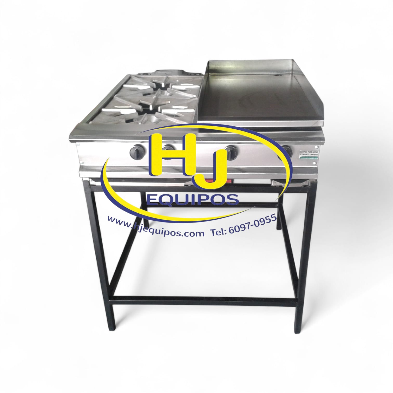Cocina de 2 quemadores y plancha base de hn o acero