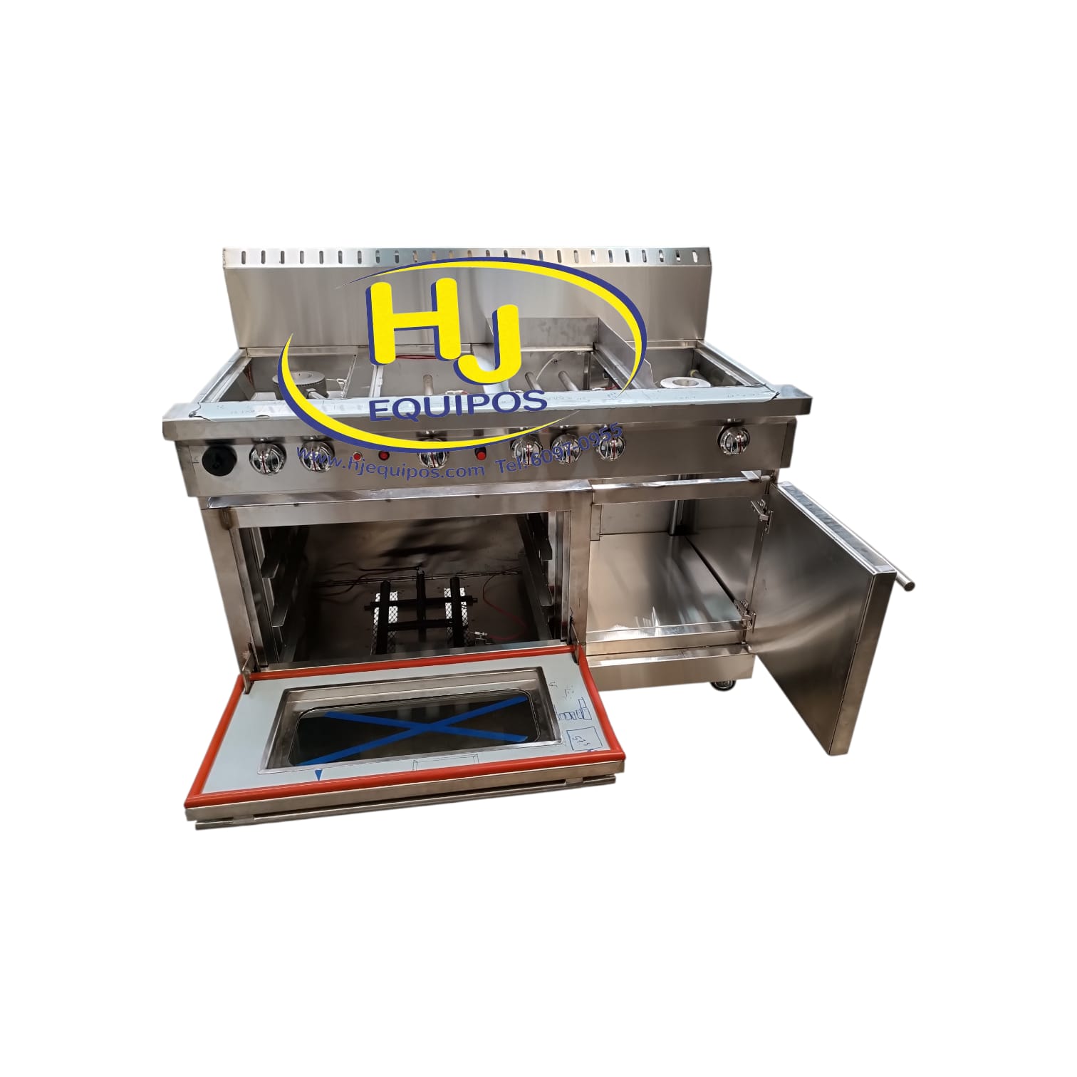 Cocina especial 2 quemadores con horno, plancha parrilla y wok