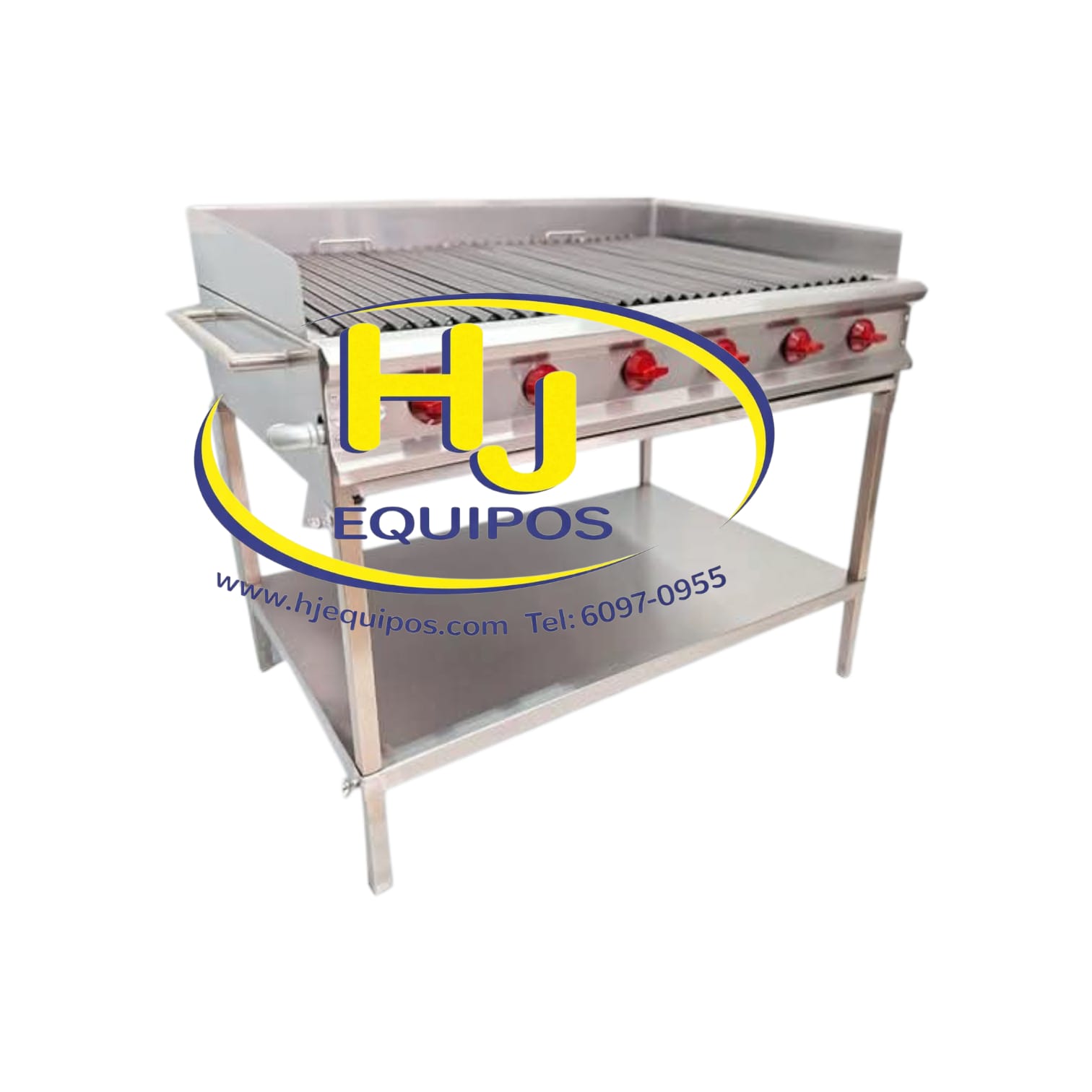 Parrilla de 6 quemadores, base de acero inoxidable