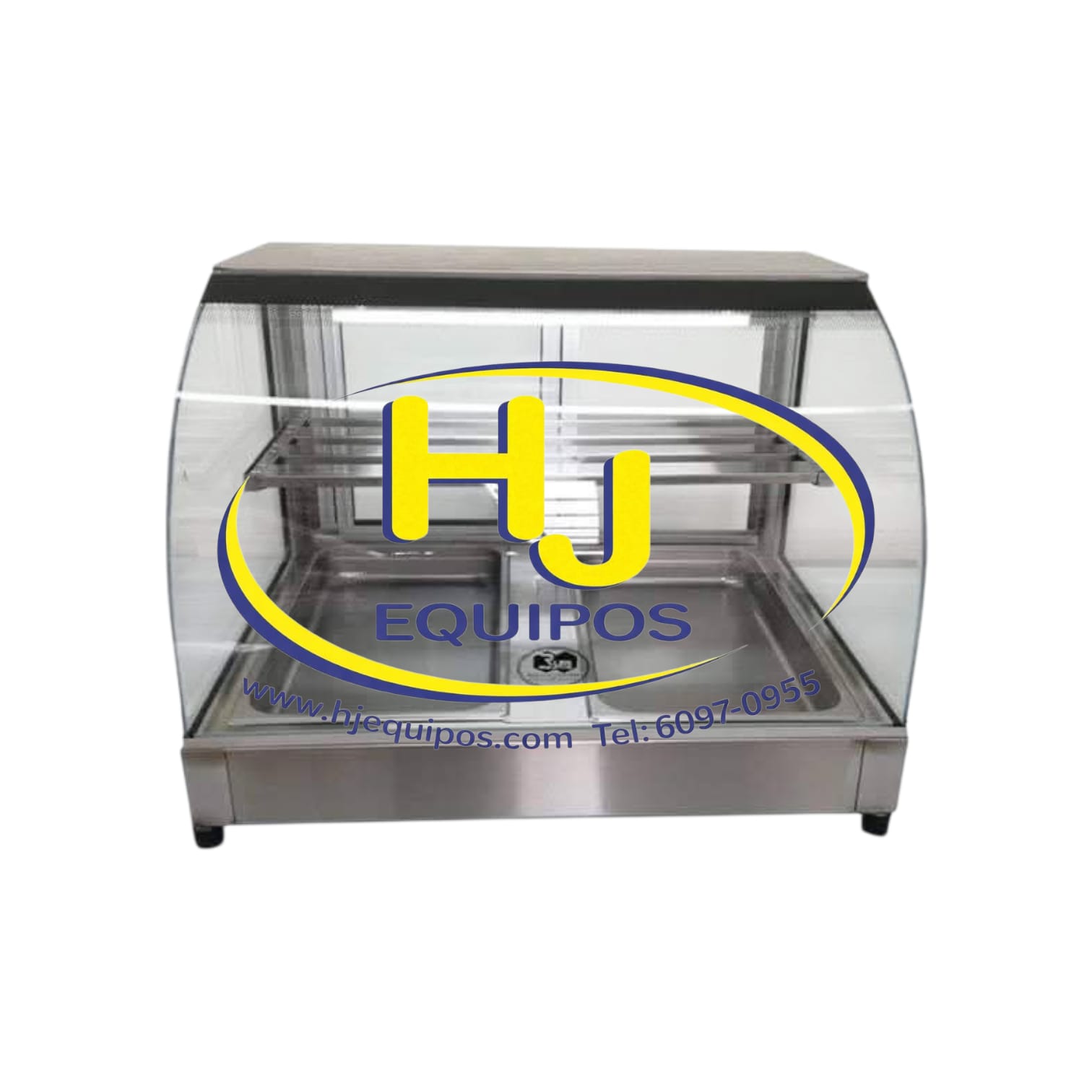 Urna para pollo frito, vidrio curvo